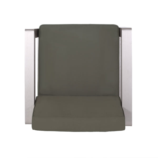 Gdf Studio Gianelle Outdoor Modern 4 Seater Aluminum Chat Set With Fire Pit And Tank Holder