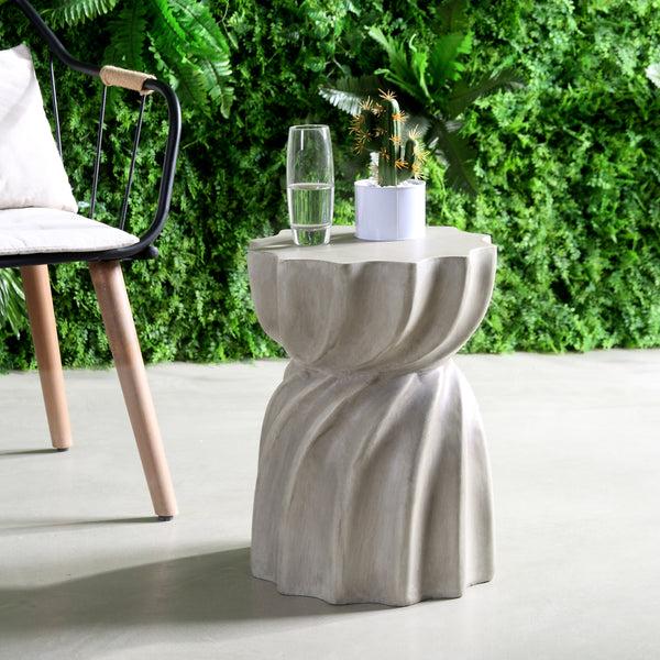 gdf studio Giannis Outdoor Contemporary Lightweight Concrete Accent Side Table