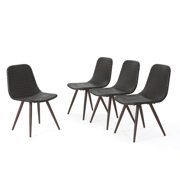 Gdf Studio Gilda Outdoor Multibrown Wicker Dining Chairs With Dark Brown Powder Coated Legs