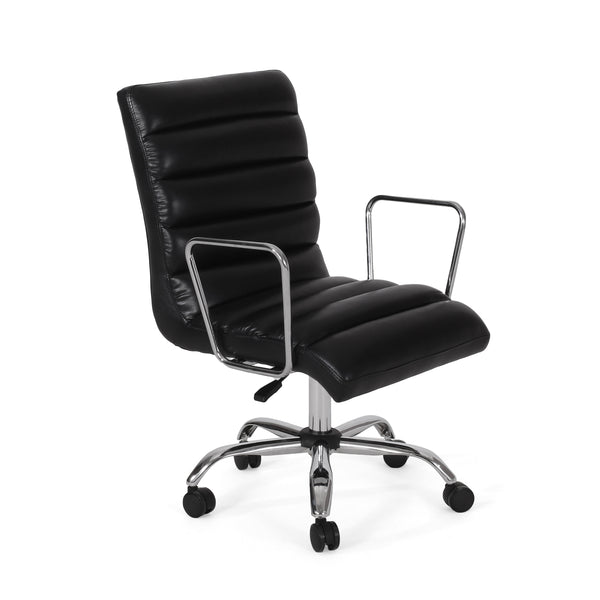 Gdf Studio Gilmans Contemporary Faux Leather Channel Stitch Swivel Office Chair