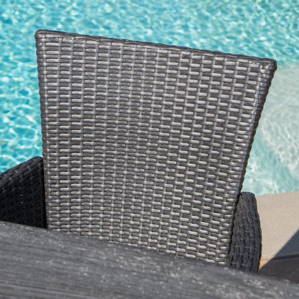 Gdf Studio Gina Outdoor 7 Piece Wicker Dining Set With Light Weight Concrete Table