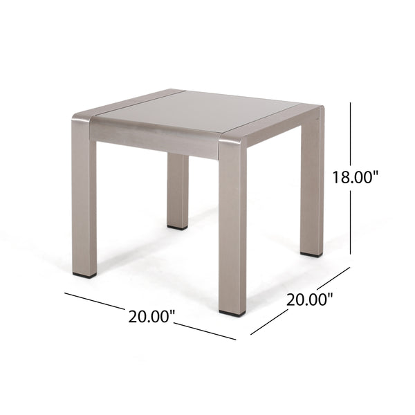 Gdf Studio Giovanna Coral Outdoor Aluminum Side Table With Glass Top