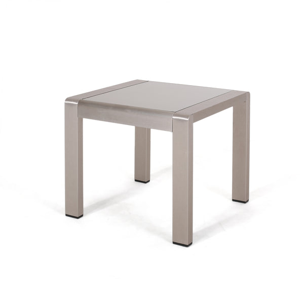 gdf studio Giovanna Coral Outdoor Aluminum Side Table with Glass Top