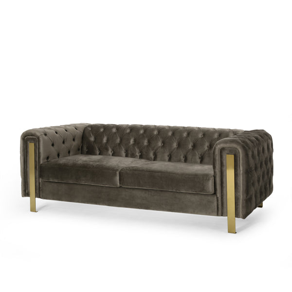 Gdf Studio Giovanna Modern Glam Tufted Velvet 3 Seater Sofa