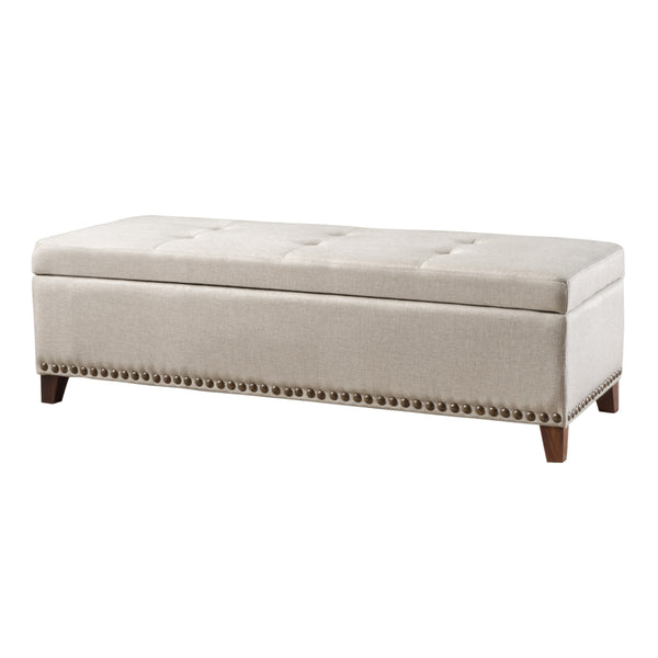 gdf studio Gisele Tufted Beige Fabric Rectangle Storage Ottoman Bench