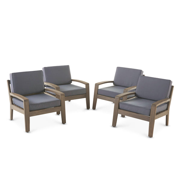 Gdf Studio Giselle Outdoor Acacia Wood Club Chairs W/ Water Resistant Cushions