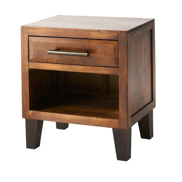 gdf studio Glendora Brown Mahogany Solid Wood Single Drawer End Table Nightstand