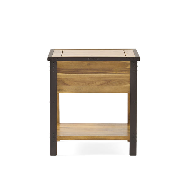 Gdf Studio Glendora Industrial Solid Wood Single Drawer Nightstand End Table
