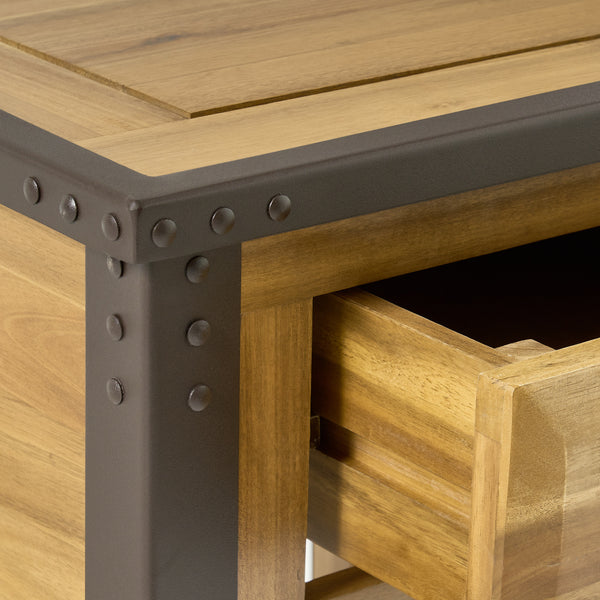 Gdf Studio Glendora Industrial Solid Wood Single Drawer Nightstand End Table