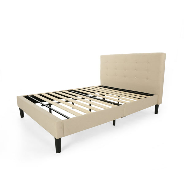 gdf studio Gloria Fully-Upholstered Queen-Size Platform Bed Frame Modern Contemporary Low-Profile