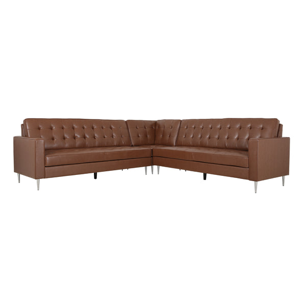 Gdf Studio Goliath Contemporary Faux Leather Tufted 5 Seater Sectional Sofa Set