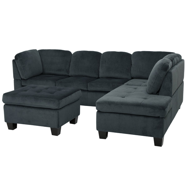 Gdf Studio Gotham 3-piece Charcoal Fabric Sectional Sofa Set