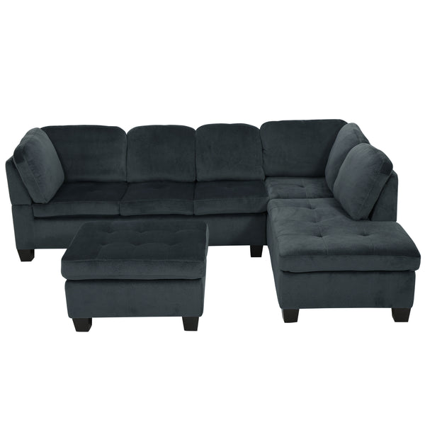 gdf studio Gotham 3-piece Charcoal Fabric Sectional Sofa Set