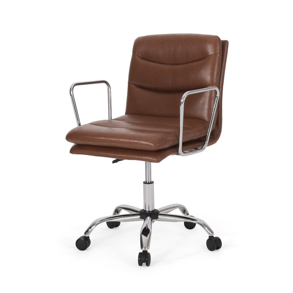 Gdf Studio Gould Contemporary Faux Leather Channel Stitch Swivel Office Chair