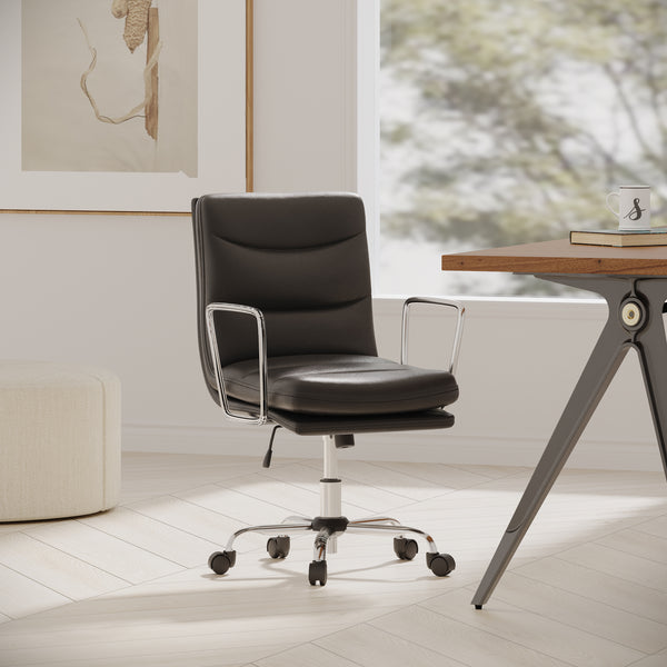 gdf studio Gould Contemporary Faux Leather Channel Stitch Swivel Office Chair