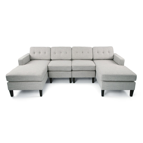 gdf studio Grace Contemporary Fabric Chaise Sectional with Button Accents