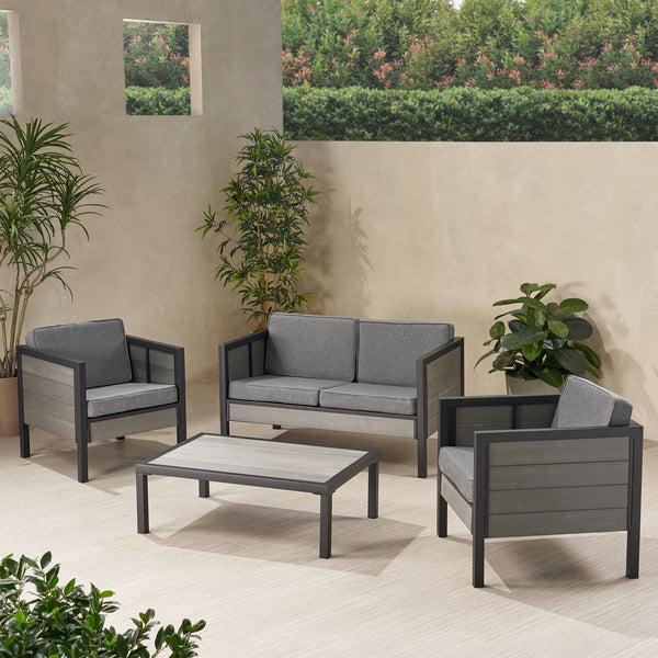 Gdf Studio Grace Outdoor 4 Seater Chat Set With Cushions