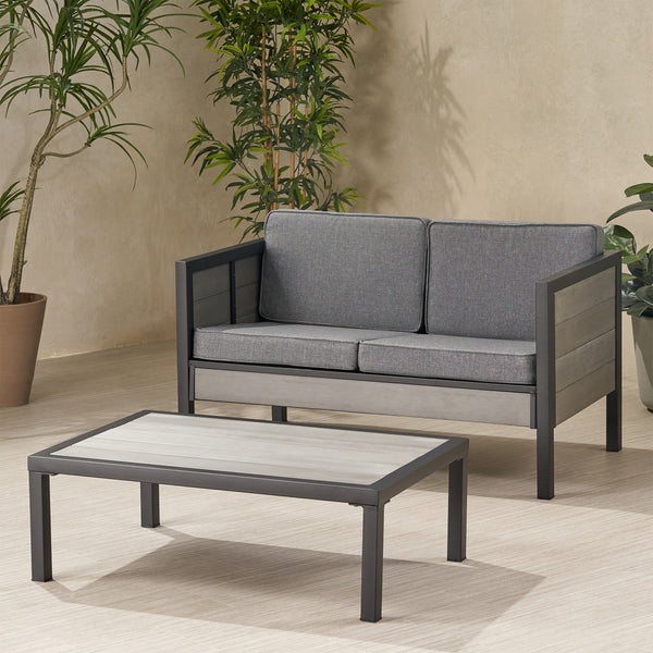 Gdf Studio Grace Outdoor Loveseat Set With Coffee Table