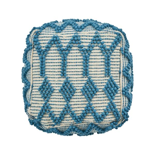 gdf studio Gracious Boho Wool and Cotton Ottoman Pouf