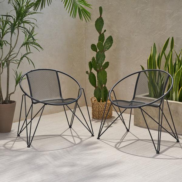 Gdf Studio Graham Modern Outdoor Iron Club Chair (Set Of 2)