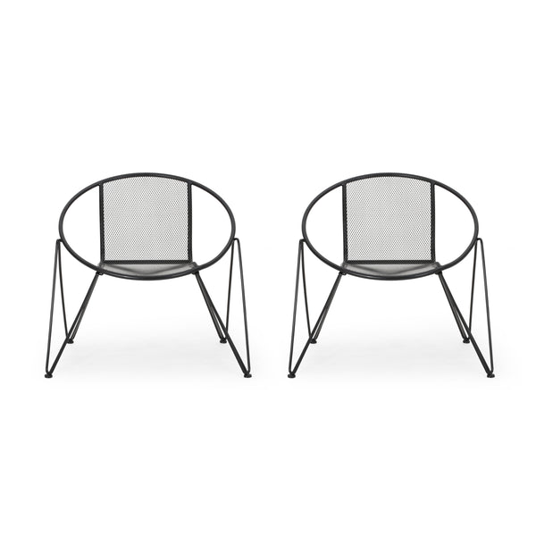 gdf studio Graham Modern Outdoor Iron Club Chair (Set of 2)