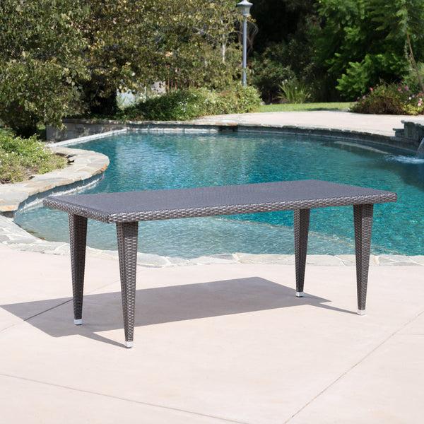 Gdf Studio Grand Outdoor 9 Piece Wicker Dining Set With Water Resistant Cushions