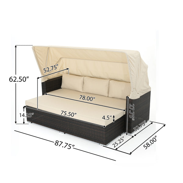 Gdf Studio Grayson Outdoor Aluminum Framed Wicker Sofa With Water Resistant Canopy