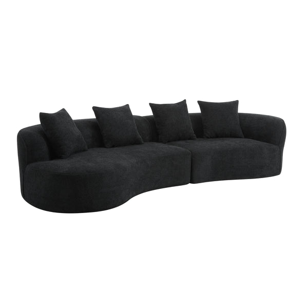Gdf Studio Grece 126"Curved 5-Seater Modern Fabric Sectional Sofa