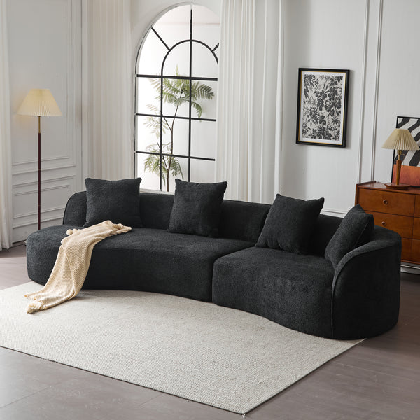 Gdf Studio Grece 126"Curved 5-Seater Modern Fabric Sectional Sofa