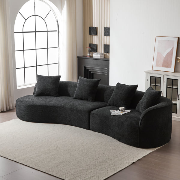 Gdf Studio Grece 126"Curved 5-Seater Modern Fabric Sectional Sofa