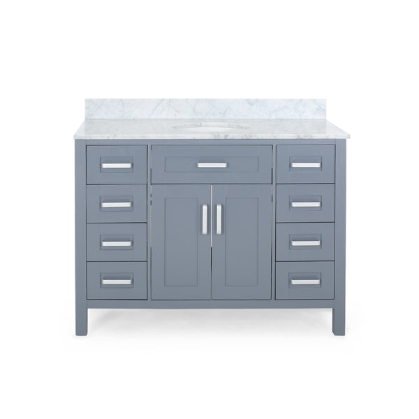 gdf studio Greeley Contemporary 48" Wood Single Sink Bathroom Vanity with Marble Counter Top with Carrara White Marble