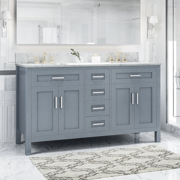 Gdf Studio Greeley Contemporary 60" Wood Bathroom Vanity (Counter Top Not Included)