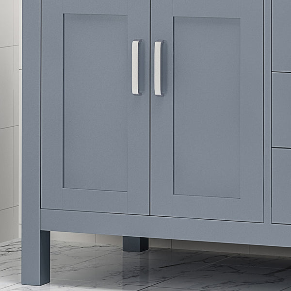 Gdf Studio Greeley Contemporary 60" Wood Double Sink Bathroom Vanity With Marble Counter Top With Carrara White Marble