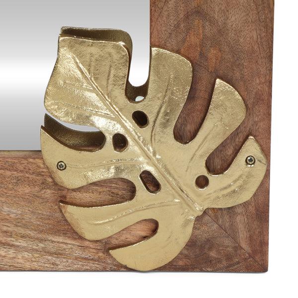 Gdf Studio Greenler Boho Handcrafted Rectangular Mango Wood Wall Mirror Natural And Antique Gold