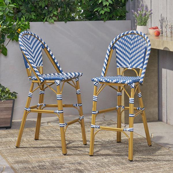 Gdf Studio Grelton Outdoor Aluminum French Barstools Set Of 2