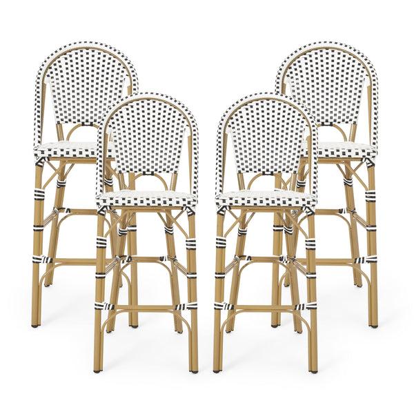 Gdf Studio Grelton Outdoor Aluminum French Barstools Set Of 4
