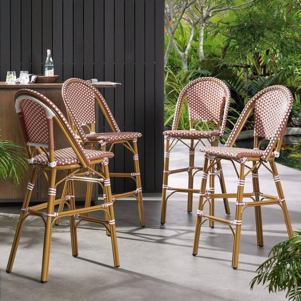 gdf studio Grelton Outdoor Aluminum French Barstools Set of 4