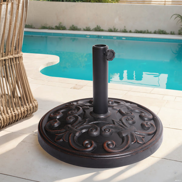 Gdf Studio Gretta Outdoor Bronze Resin And Black Steel Unbrella Base