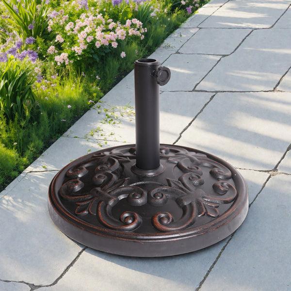 Gdf Studio Gretta Outdoor Bronze Resin And Black Steel Unbrella Base