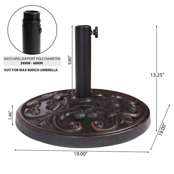 Gdf Studio Gretta Outdoor Bronze Resin And Black Steel Unbrella Base