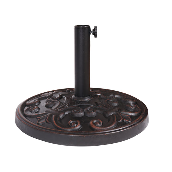 gdf studio Gretta Outdoor Bronze Resin and Black Steel Unbrella Base