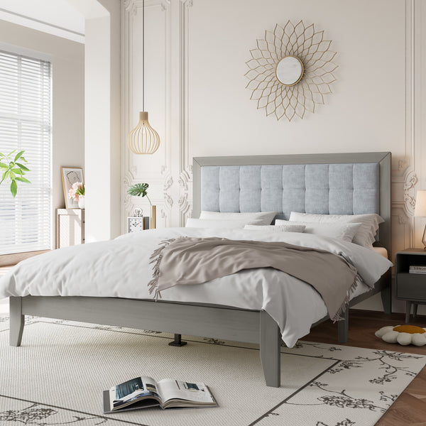 gdf studio Griselda Upholstered Platform Bed with Padded Headboard