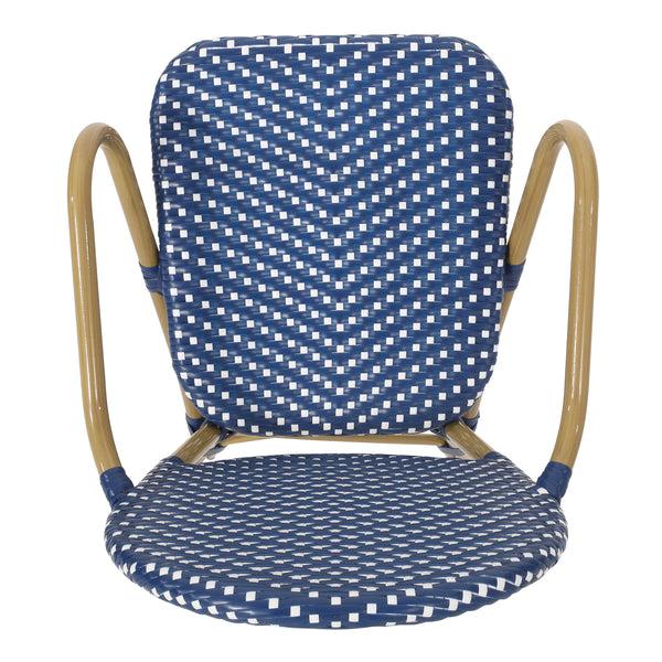 Gdf Studio Groveport Outdoor Aluminum French Bistro Chairs Set Of 2 Dark Teal White And Bamboo Finish