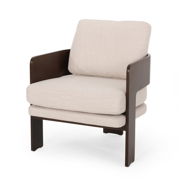 Gdf Studio Grover Mid-Century Modern Fabric Bentwood Accent Chair