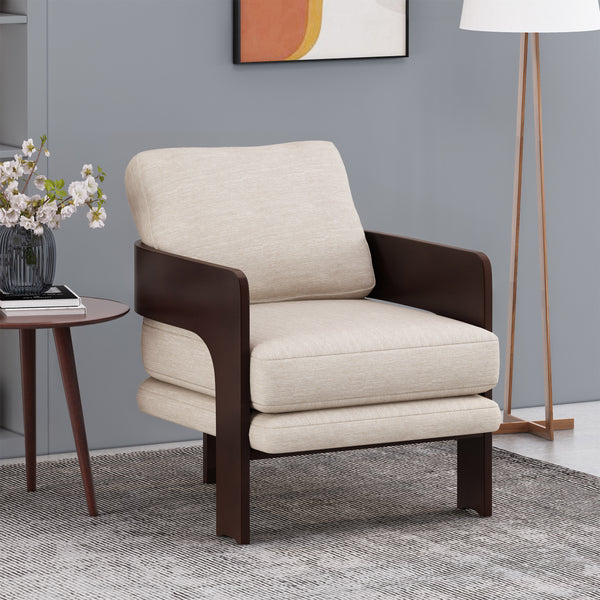 gdf studio Grover Mid-Century Modern Fabric Bentwood Accent Chair