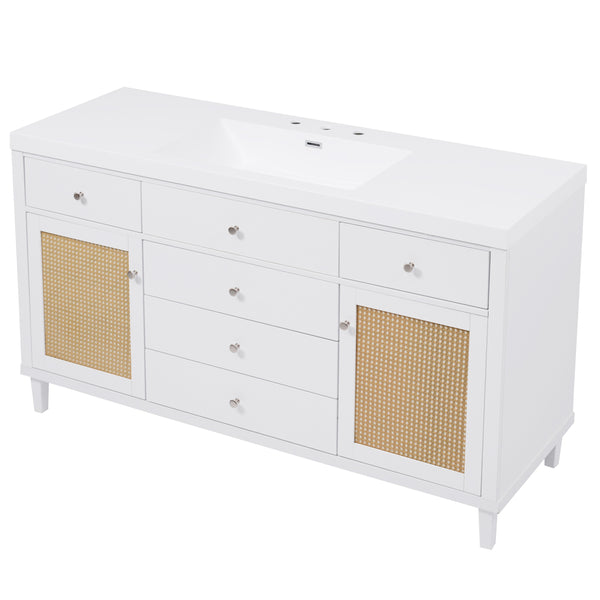 Gdf Studio GuGuga 60" Bathroom Vanity With SMC Sink Modern Large Storage Bathroom Storage Cabinet