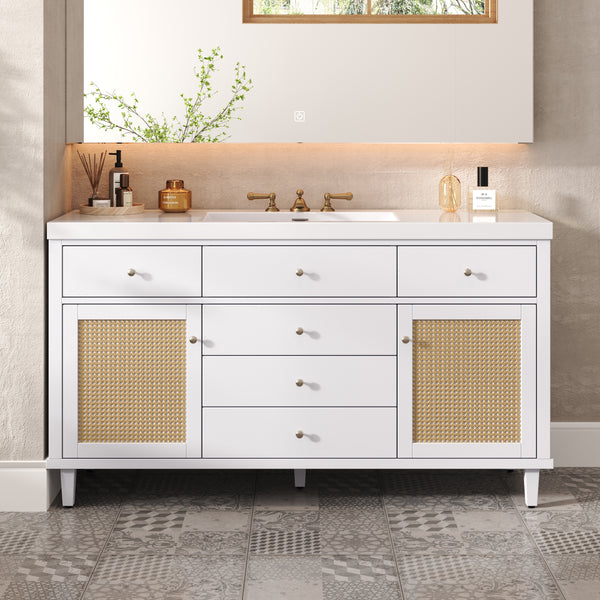 Gdf Studio GuGuga 60" Bathroom Vanity With SMC Sink Modern Large Storage Bathroom Storage Cabinet