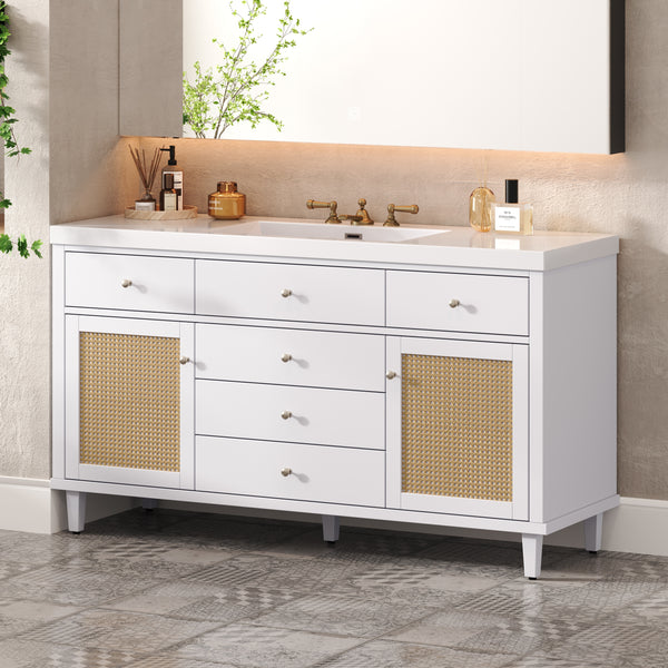 gdf studio GuGuga 60" Bathroom Vanity with SMC Sink Modern Large Storage Bathroom Storage Cabinet
