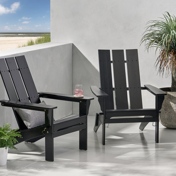 Gdf Studio Gurekam Outdoor Acacia Wood Foldable Adirondack Chairs Set Of 2