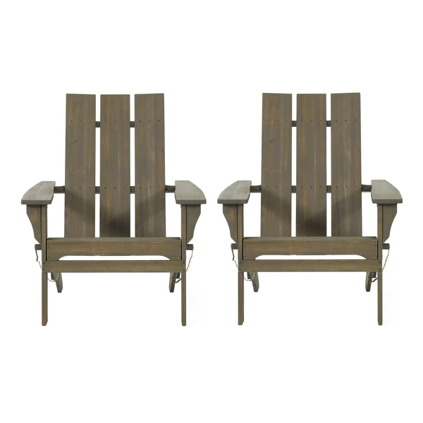 gdf studio Gurekam Outdoor Acacia Wood Foldable Adirondack Chairs Set of 2